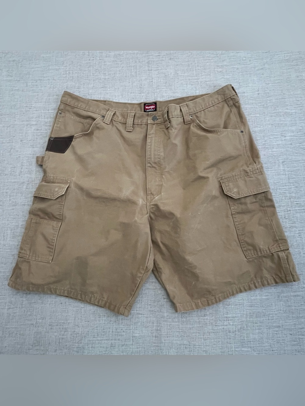 Wrangler Workwear Shorts Men's 44 Brown Ripstop Utility Cargo 100% Cotton Pocket